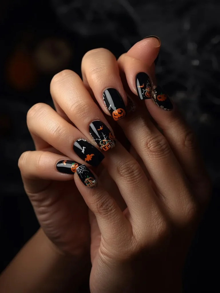 black halloween nails