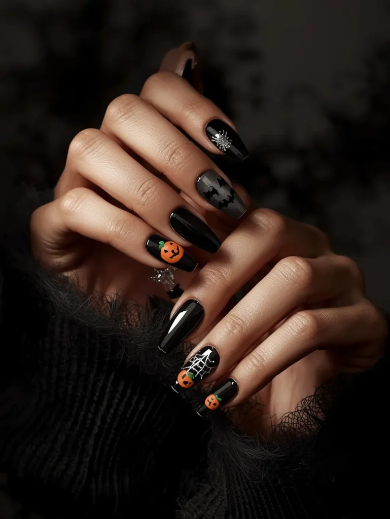 black halloween nails