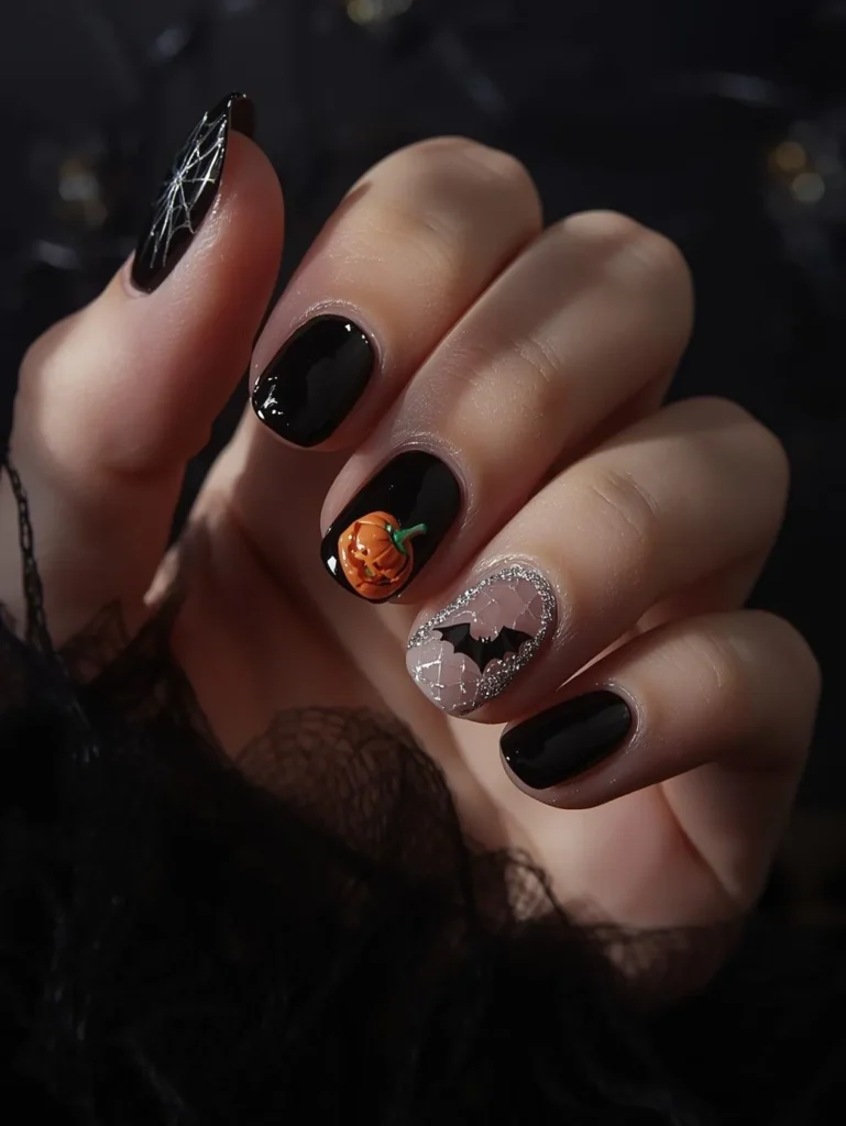 black halloween nails