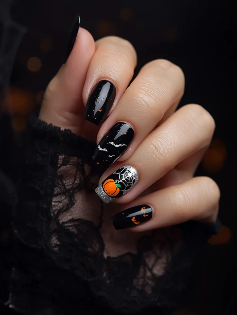 black halloween nails