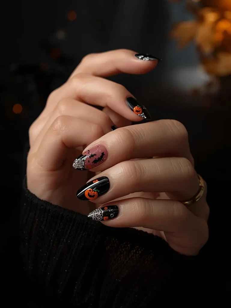 black halloween nails