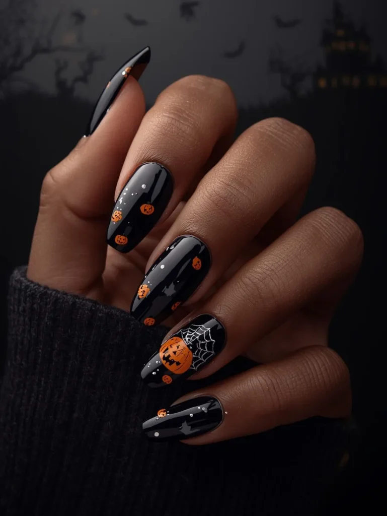 black halloween nails