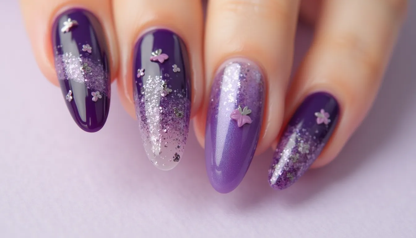 nail designs for purple nails