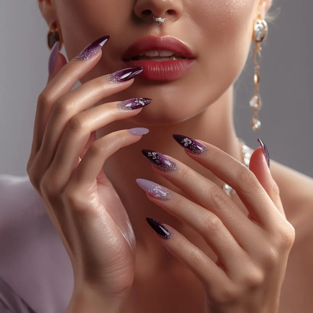 nail designs for purple nails