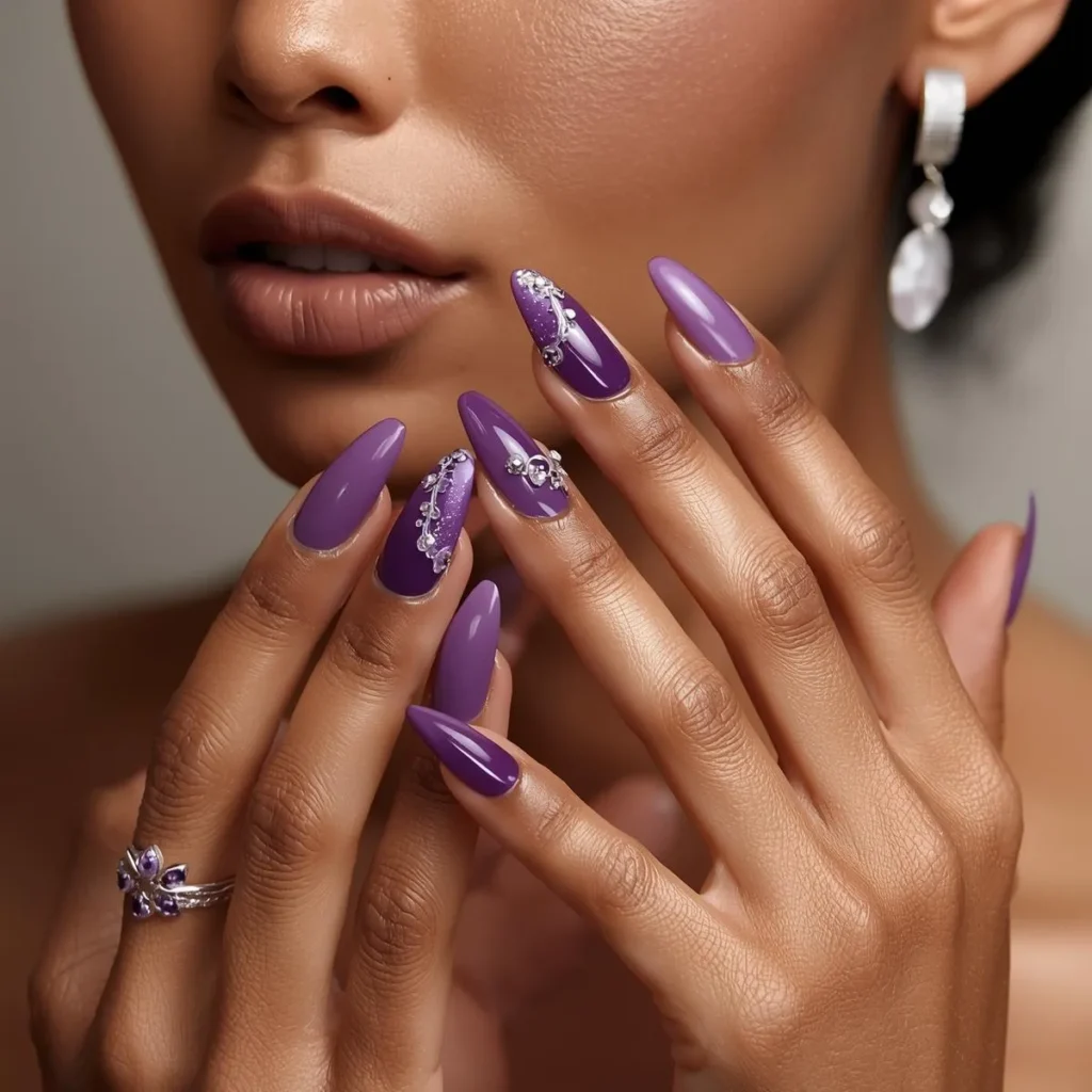 nail designs for purple nails